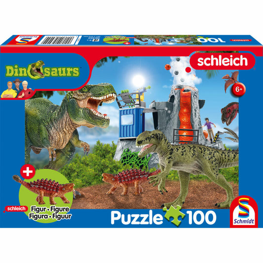 Schmidt Spiele Schleich Dinosaurs Dinosaurier der Urzeit, Puzzle, Kinderpuzzle, mit Add-on, 100 Teile, 56462