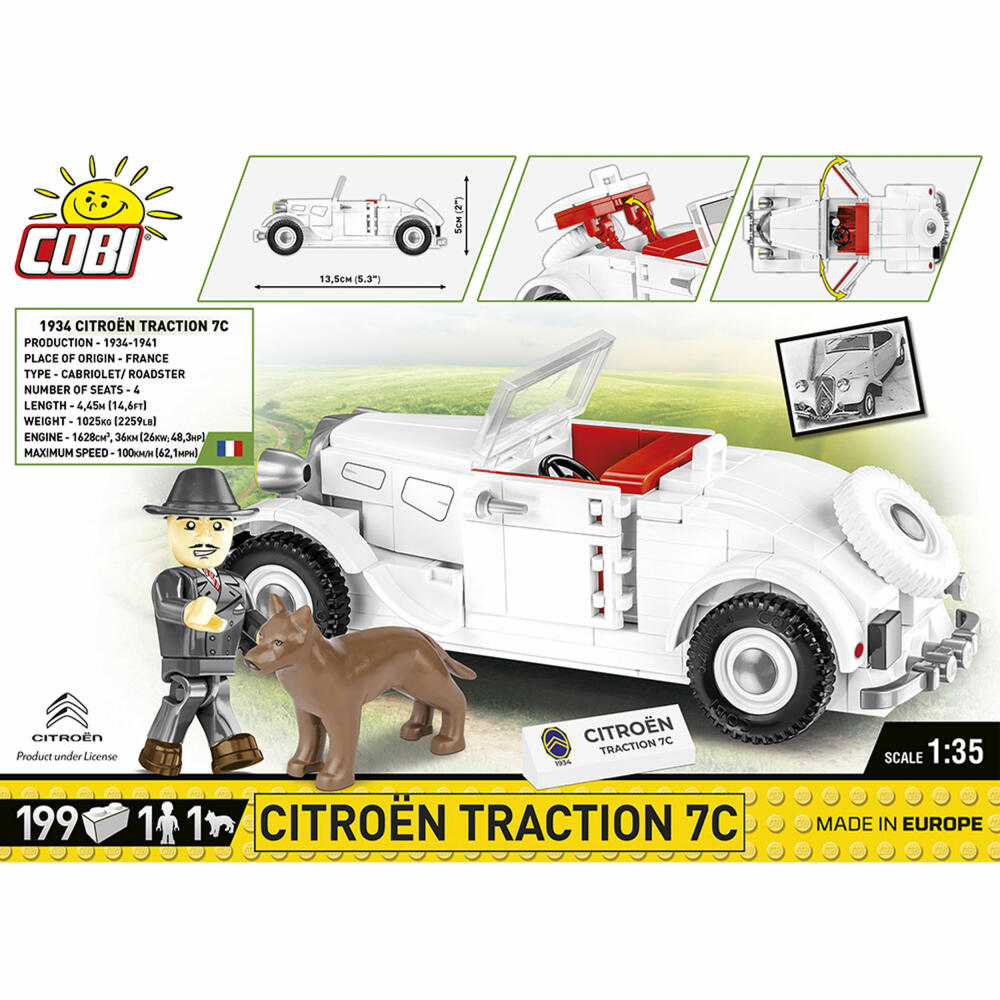 Cobi Klemmbausteinset Citroen Traction 7C Cabriolet, World War 2, Fahrzeug, Spielzeug, 199 Teile, 2264