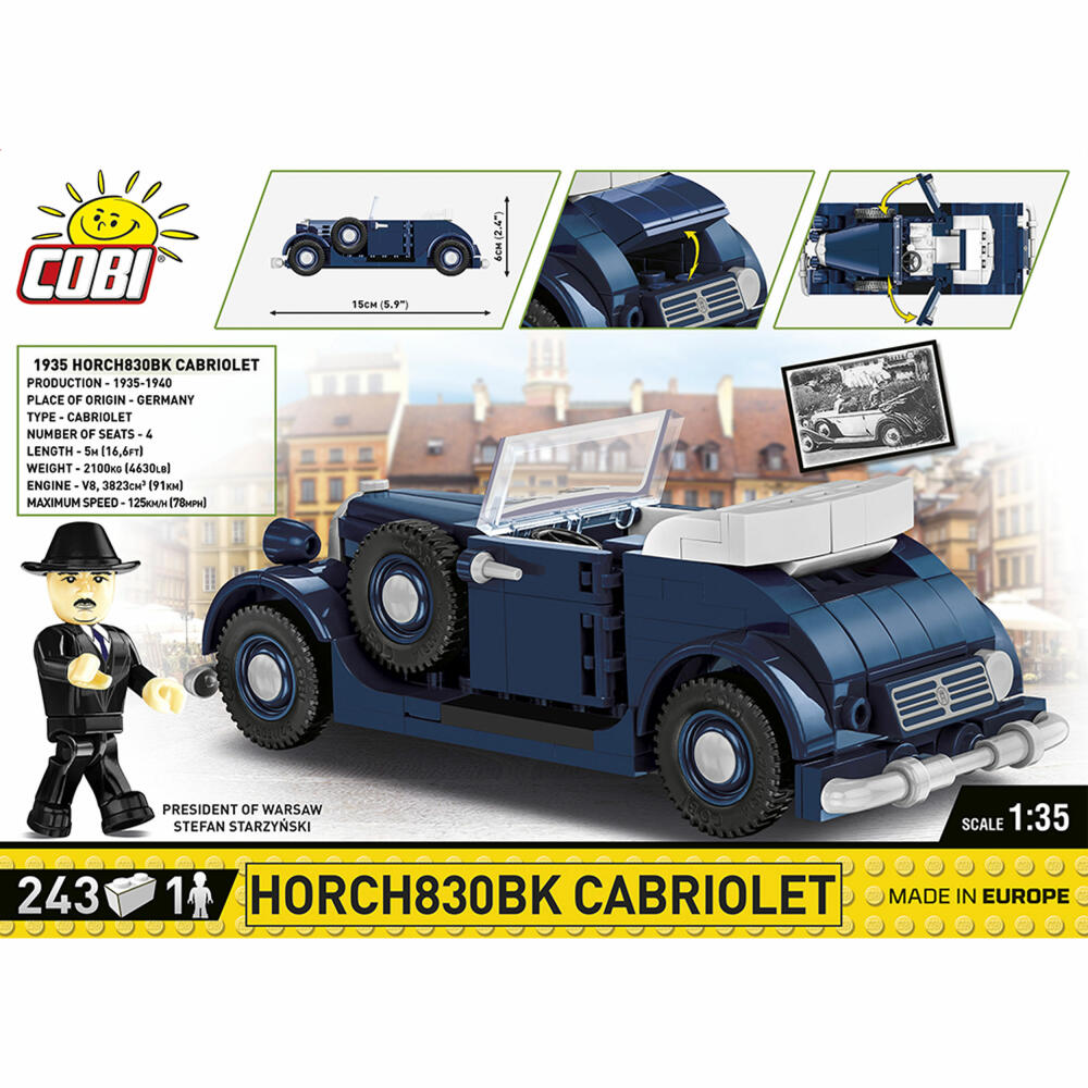 Cobi Klemmbausteinset Horch 830BK Cabriolet, World War 2, Fahrzeug, Spielzeug, 243 Teile, 2262