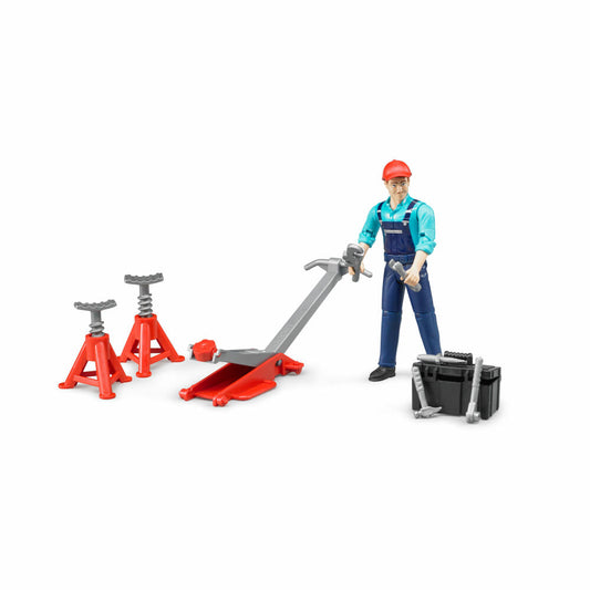 Bruder bworld Figurenset Werkstatt, 10-tlg., Mechaniker, Werkzeug, Spielfigur, Figur, Modell, Spielzeug, 62100