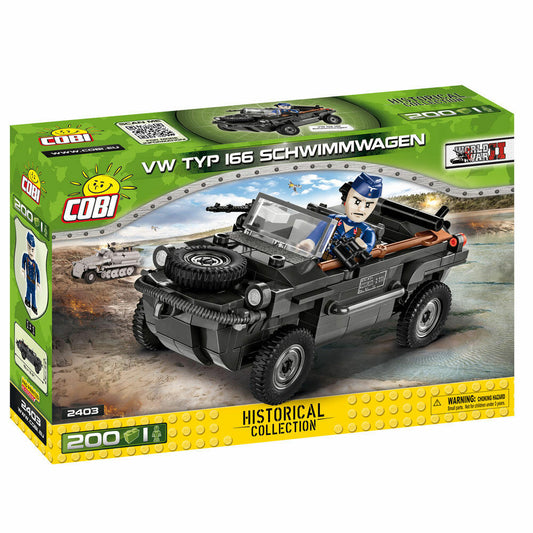 COBI World War 2 VW TYP 166 Schwimmwagen, Militärfahrzeug, Soldaten, Figuren, Spielzeug, Konstruktionsbausteine, Kunststoff, 200 Teile, 2403