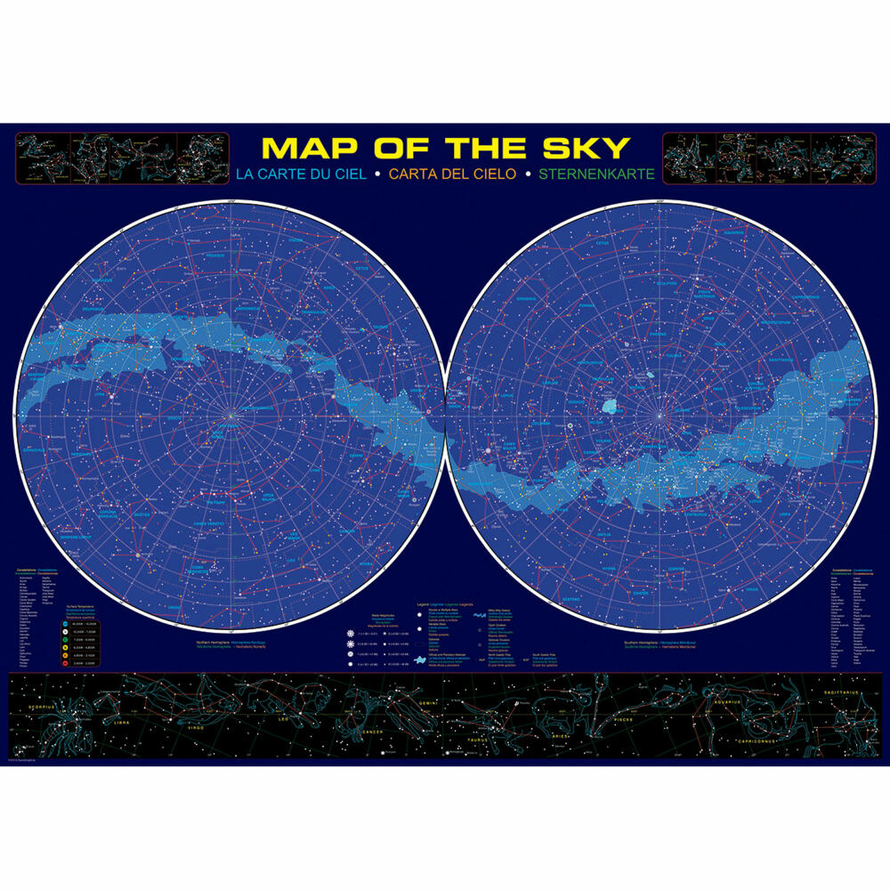 Eurographics Puzzle Karte des Himmels, Astronomie, 1000 Teile, 68 x 48 cm, 6000-1010