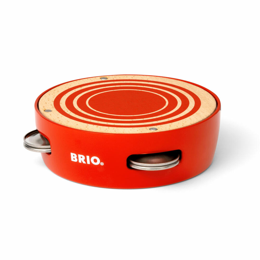 BRIO Schellentrommel, Tamburin, Tambourine, Handtrommel, Musikinstrument, Kinder, Holz, 63026300