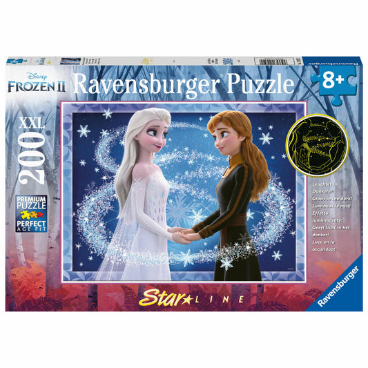 Ravensburger Puzzle Disney Frozen 2 Bezaubernde Schwestern, Starline, Kinderpuzzle, Leuchtfarbe, Die Eiskönigin, 200 Teile, 12952