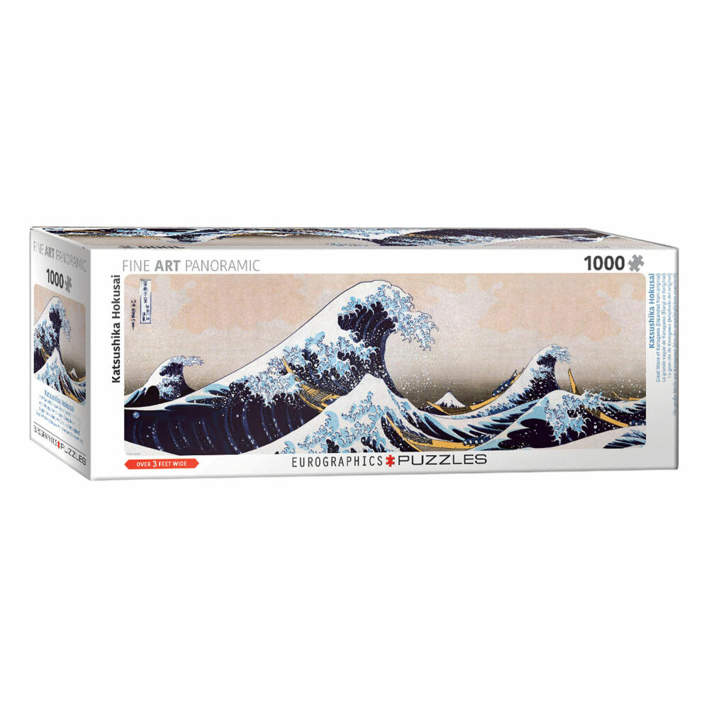 Eurographics Puzzle Die große Welle von Kanagawa von Hokusai, 1000 Teile Panorama, 96 x 32 cm, 6010-5487