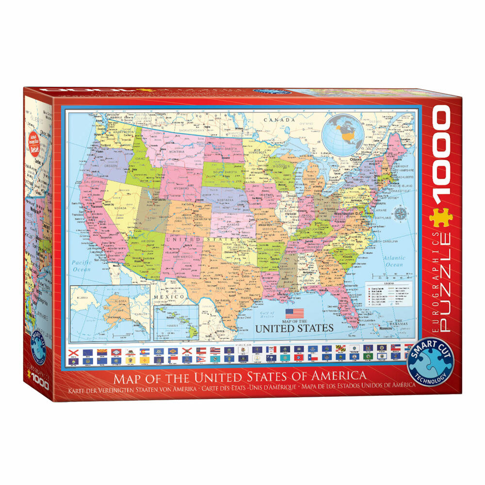 Eurographics Puzzle Karte der Vereinigten Staaten von Amerika, 1000 Teile, 68 x 48 cm, 6000-0788