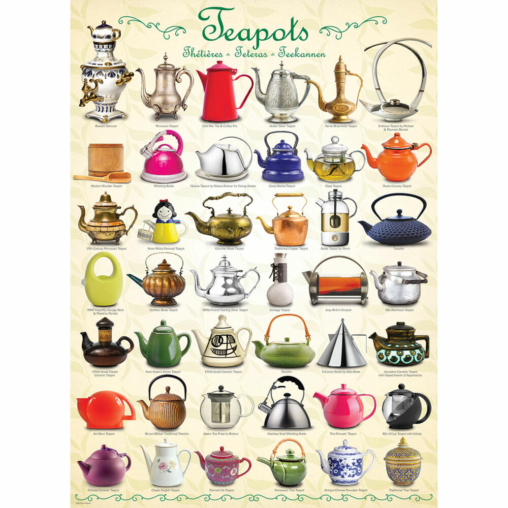 Eurographics Puzzle Teekannen, Teapots, 1000 Teile, 68 x 48 cm, 6000-0599