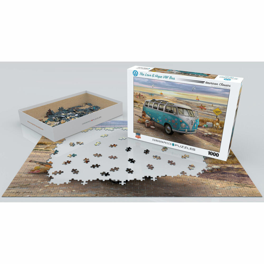 Eurographics Puzzle Love & Hope VW Bus, Bulli, 1000 Teile, 68 x 48 cm, 6000-5310