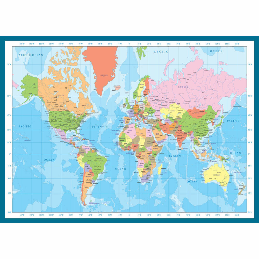 Eurographics Puzzle Weltkarte, Geographie, 1000 Teile, 68 x 48 cm, 6000-1271