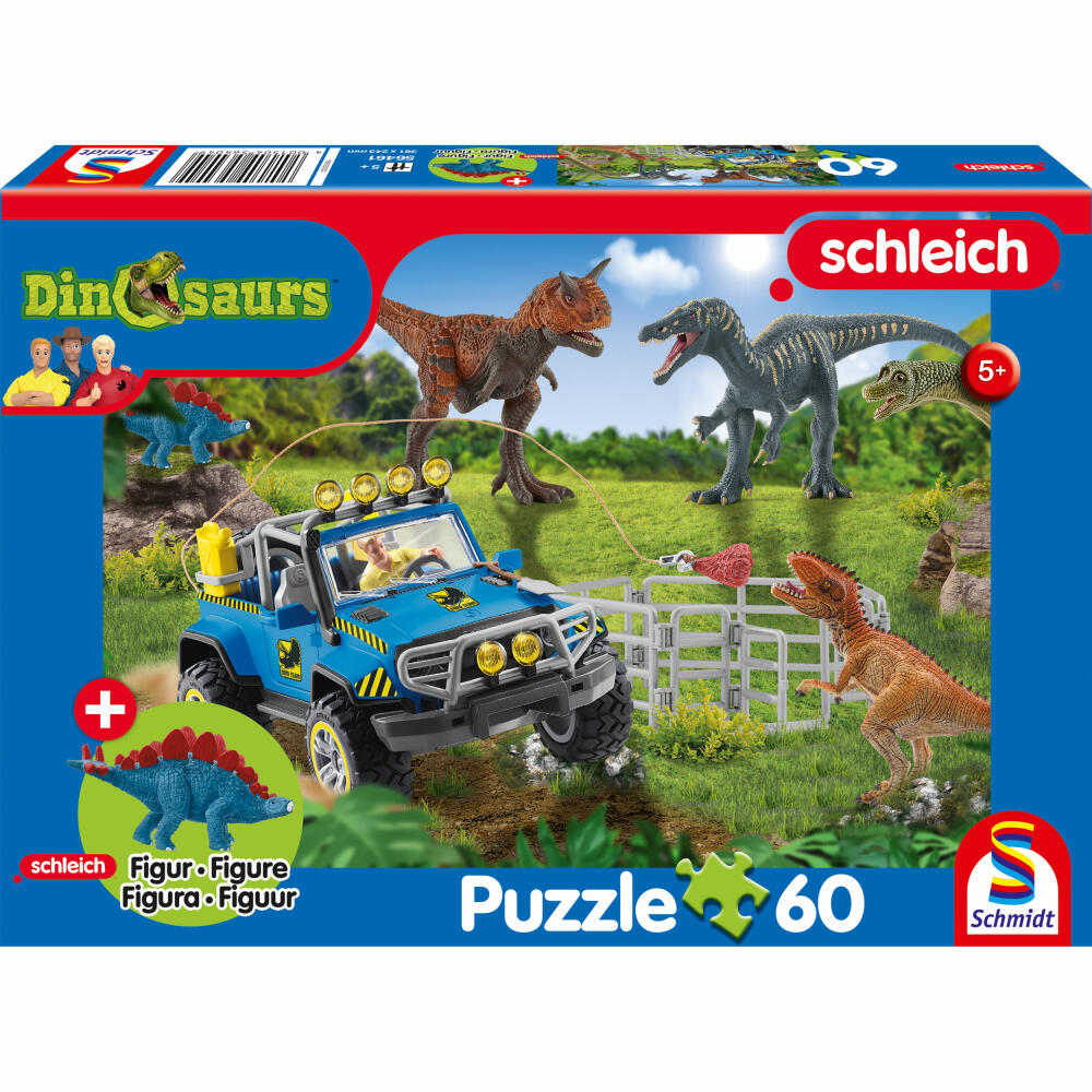 Schmidt Spiele Schleich Dinosaurs Urzeit-Giganten, Puzzle, Kinderpuzzle, mit Add-on, 60 Teile, 56461