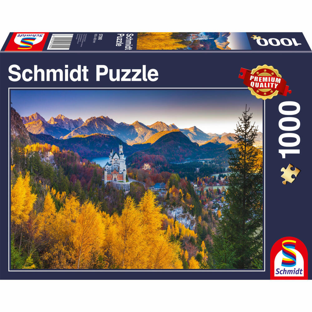 Schmidt Spiele Herbstliches Neuschwanstein, Erwachsenenpuzzle, Puzzle, ab 12 Jahre, 1000 Teile, 57390