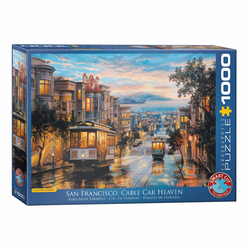 Eurographics Puzzle San Francisco Kabelbahn Himmel von Eugene Lushpin, 1000 Teile, 68 x 48 cm, 6000-0957