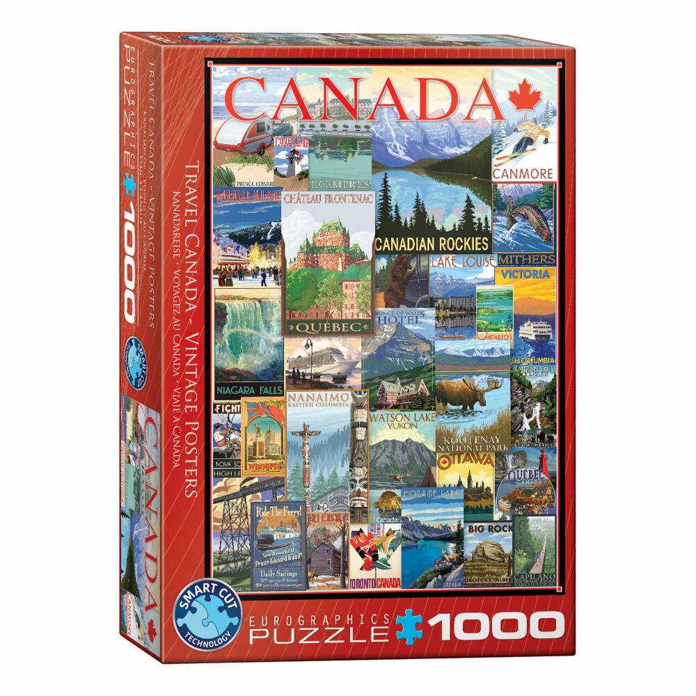 Eurographics Puzzle Reise Kanada Vintage Poster, 1000 Teile, 68 x 48 cm, 6000-0778