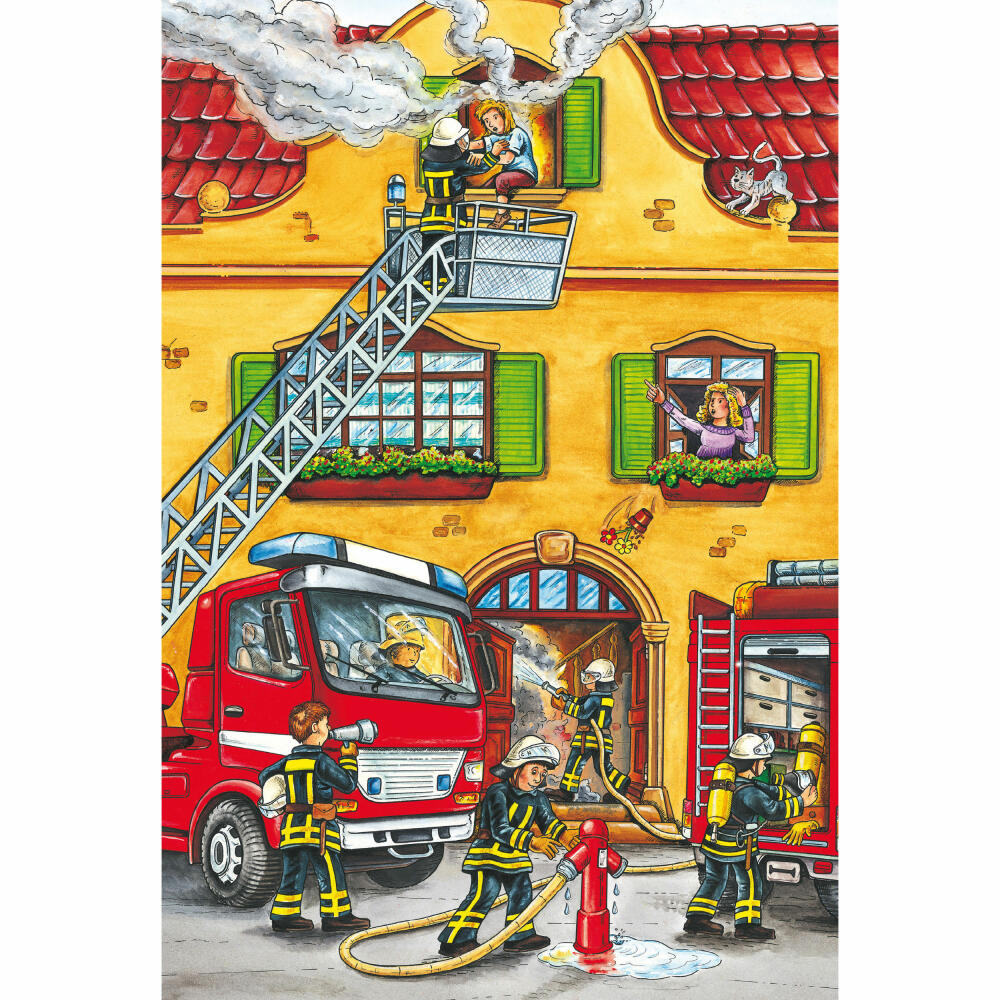 Schmidt Spiele Rettungskräfte Feuerwehr und Polizei, Kinderpuzzle, 3 x 24 Teile, Puzzle, Puzzlespiel, Ab 3 Jahren, 56215