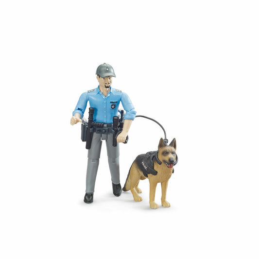 Bruder bworld Polizist mit Hund, 3-tlg., Polizei, Spiel Figur, Zubehör, Spielzeug, 62150