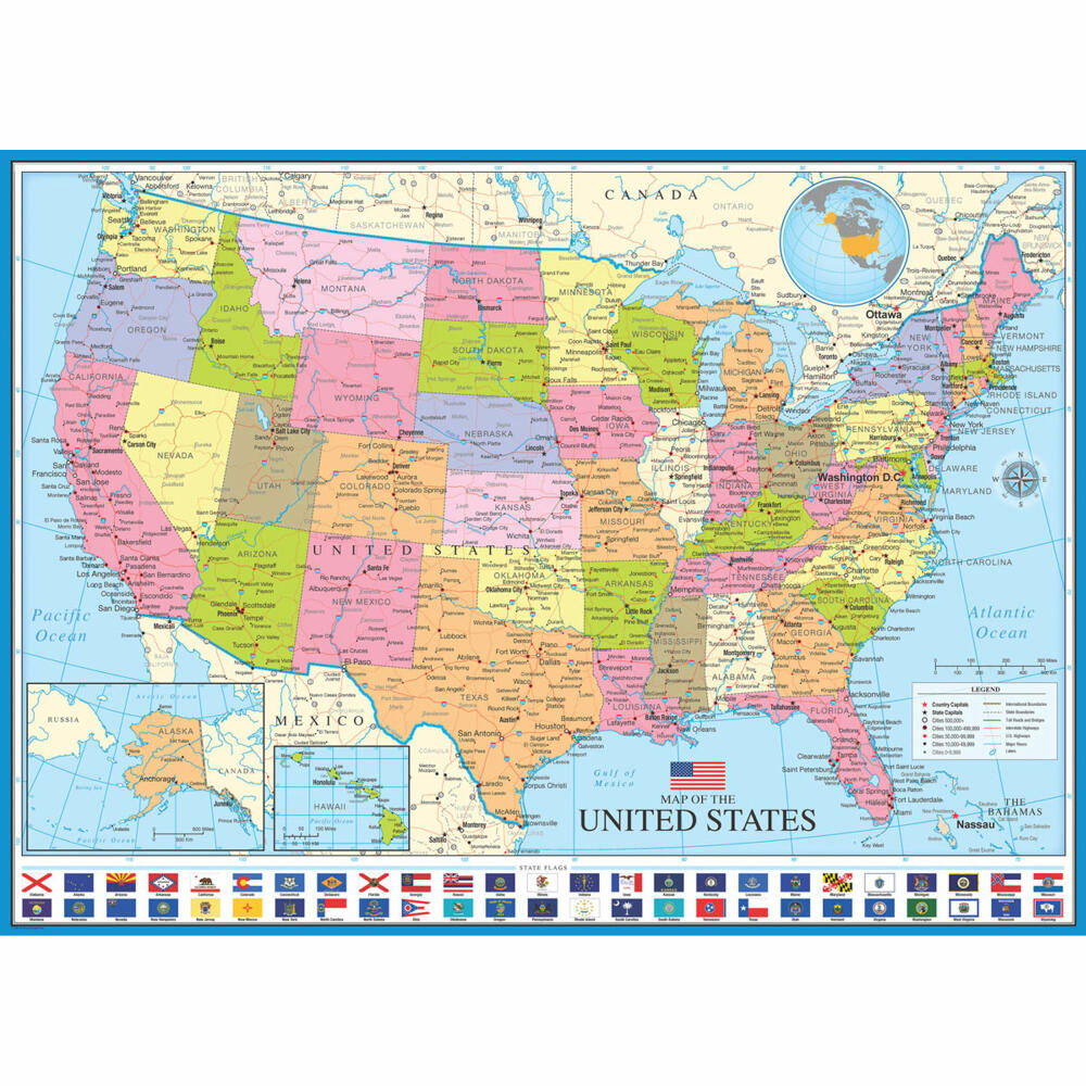 Eurographics Puzzle Karte der Vereinigten Staaten von Amerika, 1000 Teile, 68 x 48 cm, 6000-0788