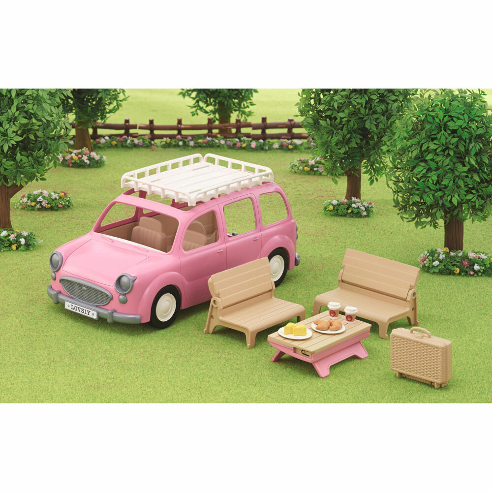 Sylvanian Families Familienauto mit Picknickzubehör, Familien Auto, Fahrzeug, Picknick, 5535