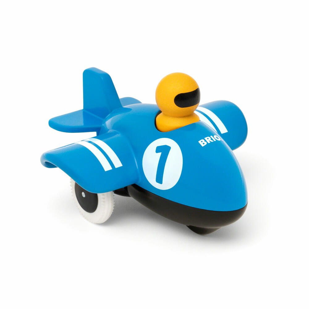 BRIO Push & Go Flugzeug, Schiebeflugzeug, Schiebespielzeug, Holzpielzeug, Holz Spielzeug, Kleinkind, 30264