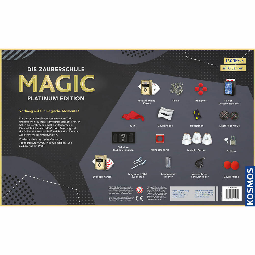 KOSMOS Die Zauberschule Magic - Platinum Edition, Zauberkasten, Zaubern, Entdecken, Lernen, ab 8 Jahren, 697082