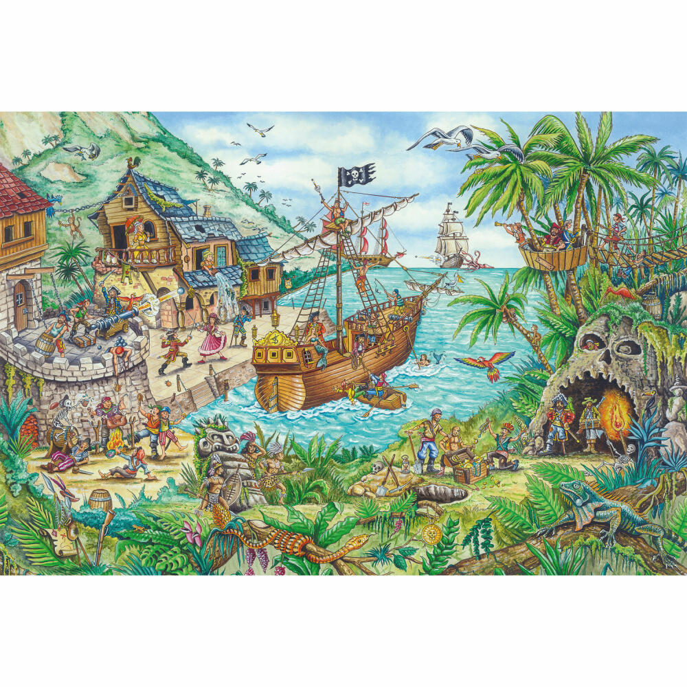 Schmidt Spiele Kinderpuzzle In der Piratenbucht, Standard, Kinder Puzzle, mit Piratenflagge, 100 Teile, Ab 6 Jahre, 56330