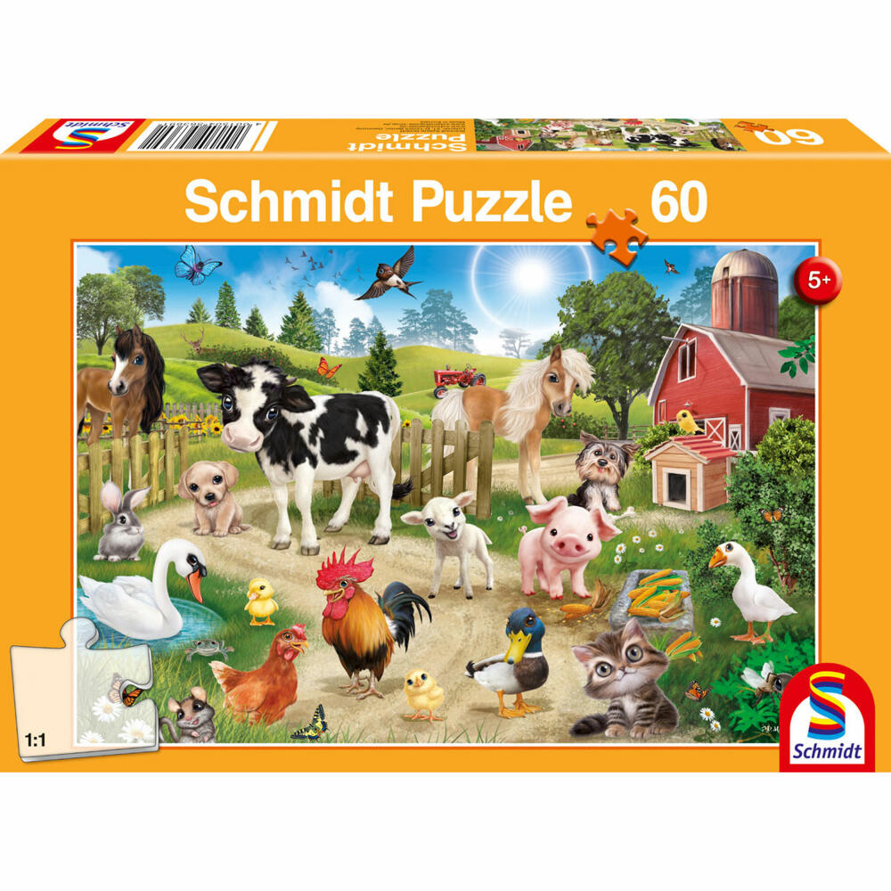 Schmidt Spiele Animal Club Bauernhoftiere, Kinderpuzzle, Kinder Puzzle, Kinderpuzzles, 60 Teile, 56369