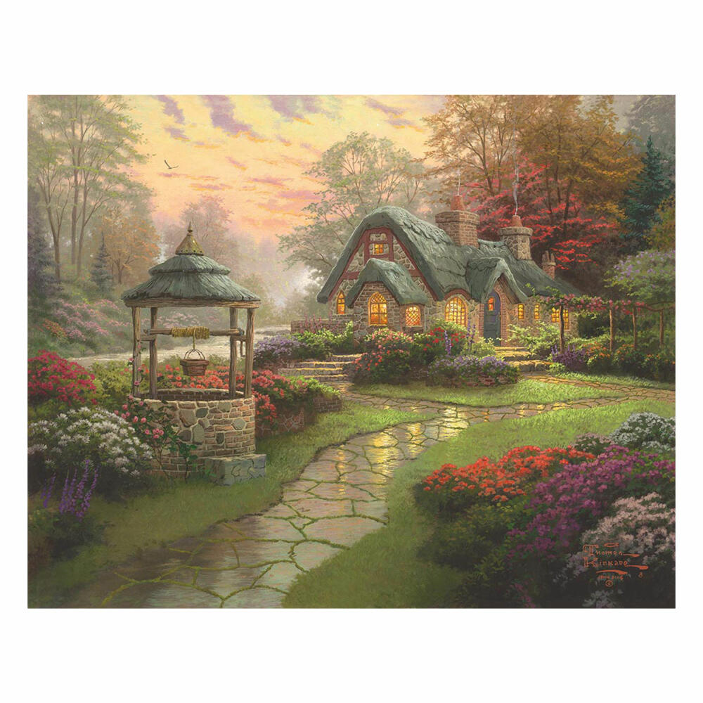 Schmidt Spiele Haus mit Brunnen, Puzzle, Erwachsenenpuzzle, Thomas Kinkade, 1000 Teile, 58463