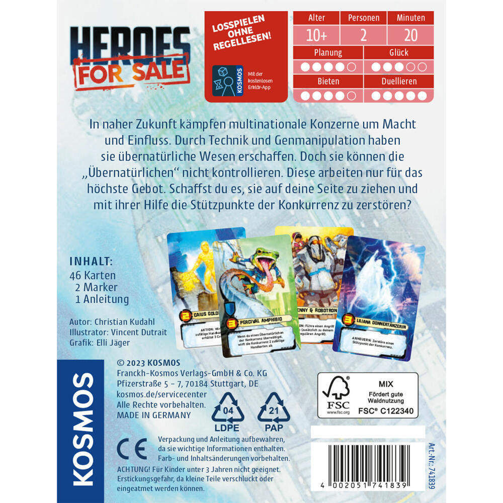 KOSMOS Heroes for Sale, Kartenspiel, Duell Spiel, Spiel, ab 10 Jahren, 741839