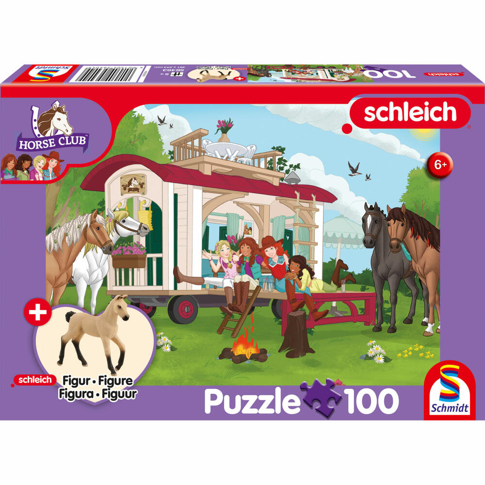 Schmidt Spiele Schleich Horse Club Hannoveraner Fohlen Falbe, Puzzle, Kinderpuzzle, mit Add-on, 100 Teile, 56463