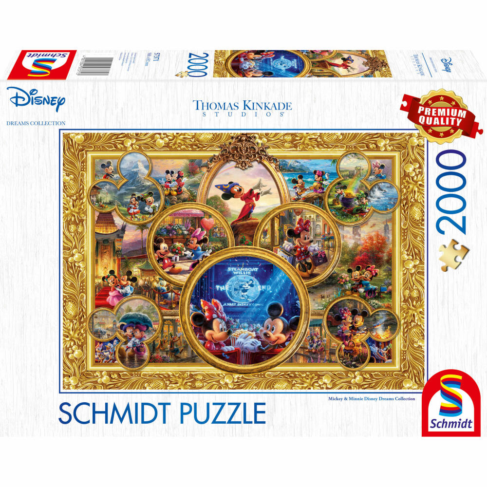 Schmidt Spiele Puzzle Disney Mickey & Minnie, Dream Collage II, Thomas Kinkade Studios, Erwachsenenpuzzle, Premium, 2000 Teile, 57371