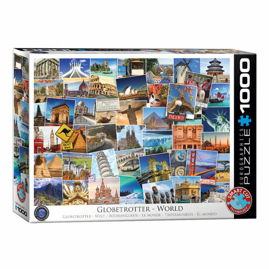 Eurographics Puzzle Globetrotter Welt, Sehenswürdigkeiten, 1000 Teile, 68 x 48 cm, 6000-0751