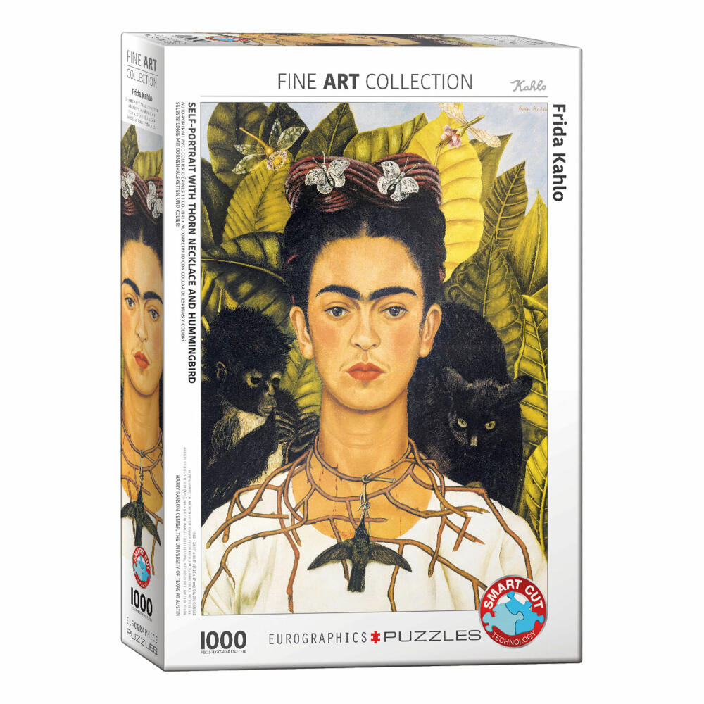 Eurographics Puzzle Selbstbildnis mit Dornenhalsketten und Kolibri von Frida Kahlo, 1000 Teile, 68 x 48 cm, 6000-0802