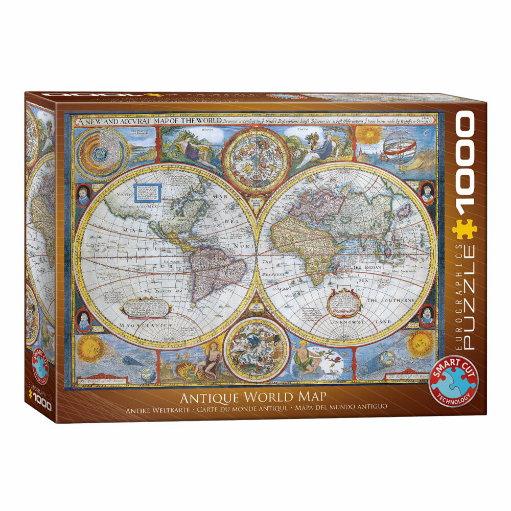 Eurographics Puzzle Antique World Map, Weltkarte, 1000 Teile, 68 x 48 cm, 6000-2006