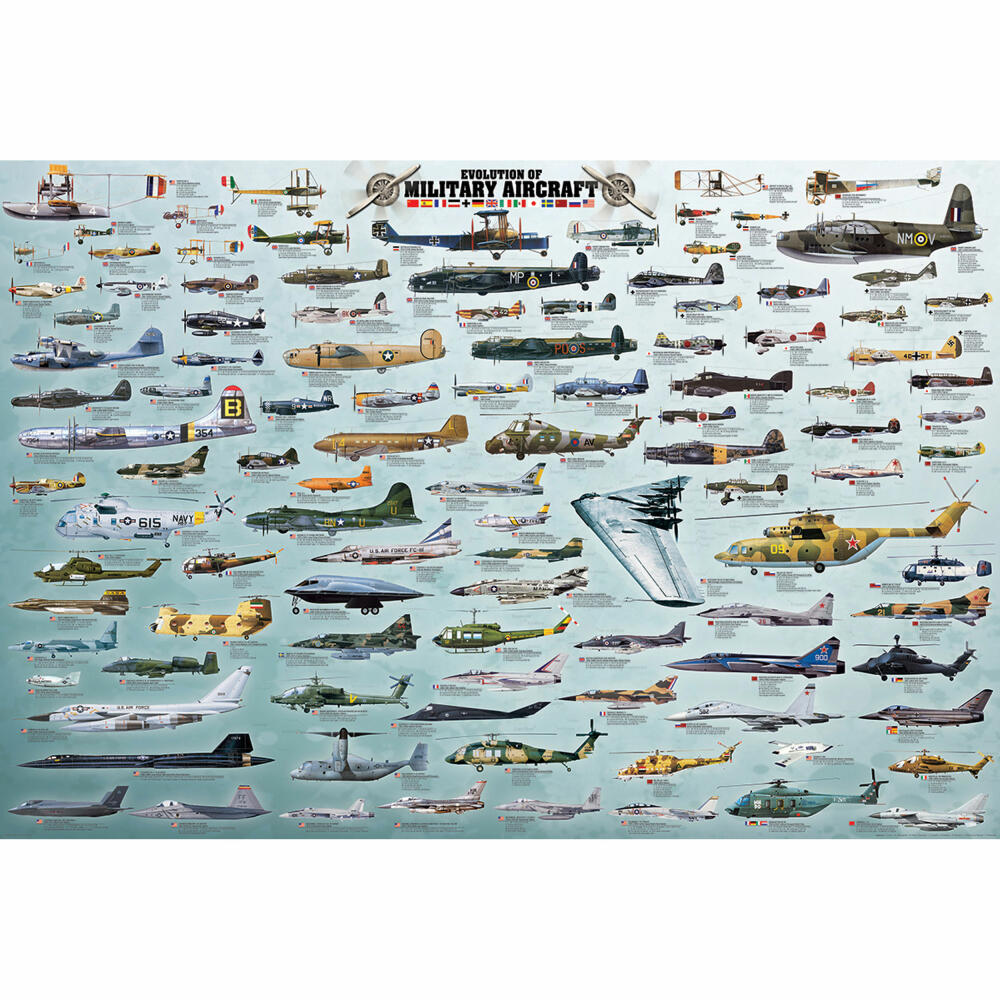Eurographics Puzzle Militärflugzeuge, 2000 Teile, 67.6 x 96.8 cm, 8220-0578