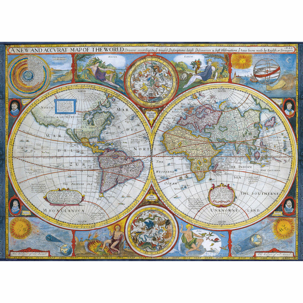 Eurographics Puzzle Antique World Map, Weltkarte, 1000 Teile, 68 x 48 cm, 6000-2006