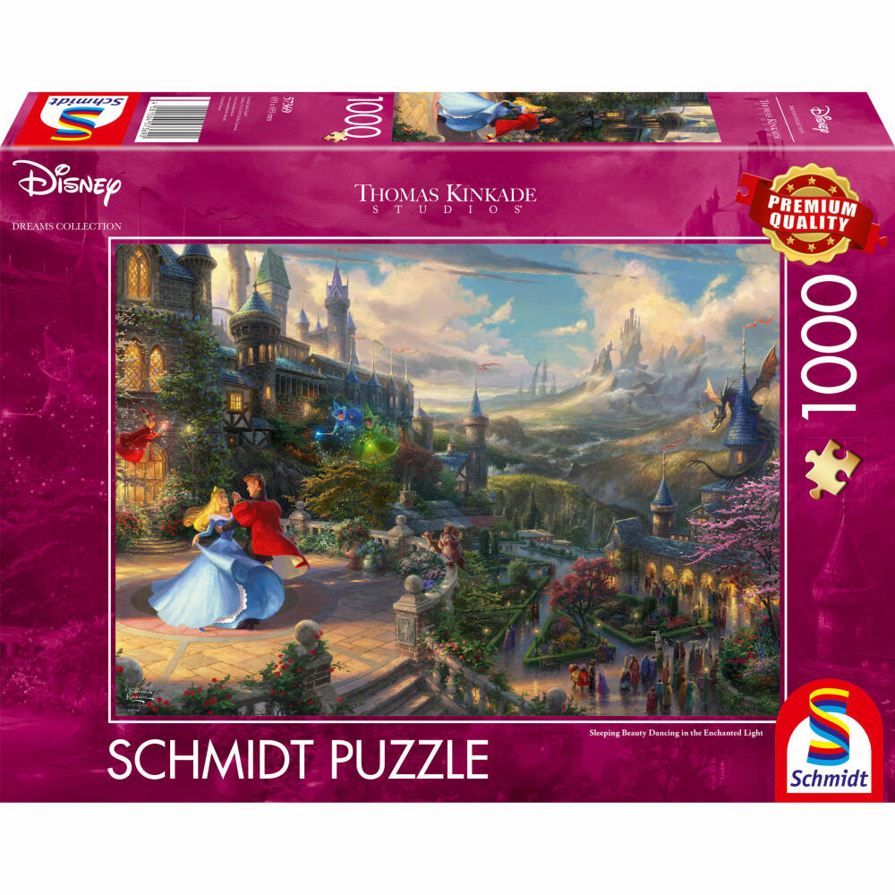 Schmidt Spiele Puzzle Disney Sleeping Beauty Dancing in The Enchanted Light, Thomas Kinkade Studios, Erwachsenenpuzzle, Premium, 1000 Teile, 57369