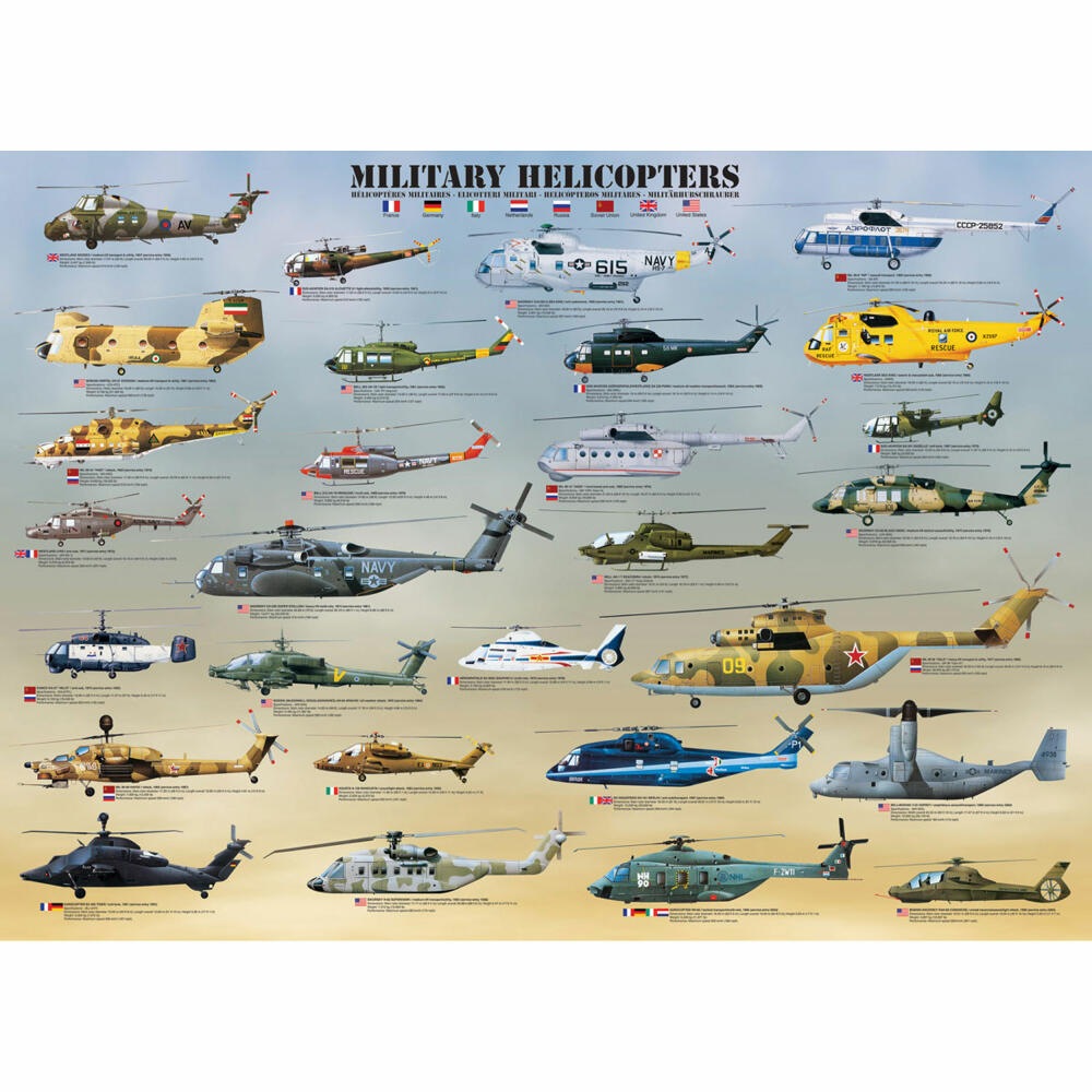 Eurographics Puzzle Militärhelikopter, Hubschrauber, 1000 Teile, 68 x 48 cm, 6000-0088