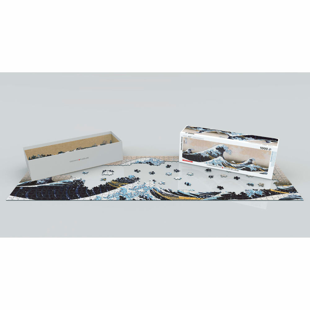 Eurographics Puzzle Die große Welle von Kanagawa von Hokusai, 1000 Teile Panorama, 96 x 32 cm, 6010-5487