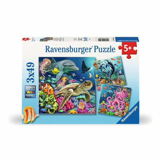 Ravensburger Bezaubernde Unterwasserwelt, 3 x 49 Teile, Kinderpuzzle, Kinder Puzzle, ab 5 Jahren, 12000859