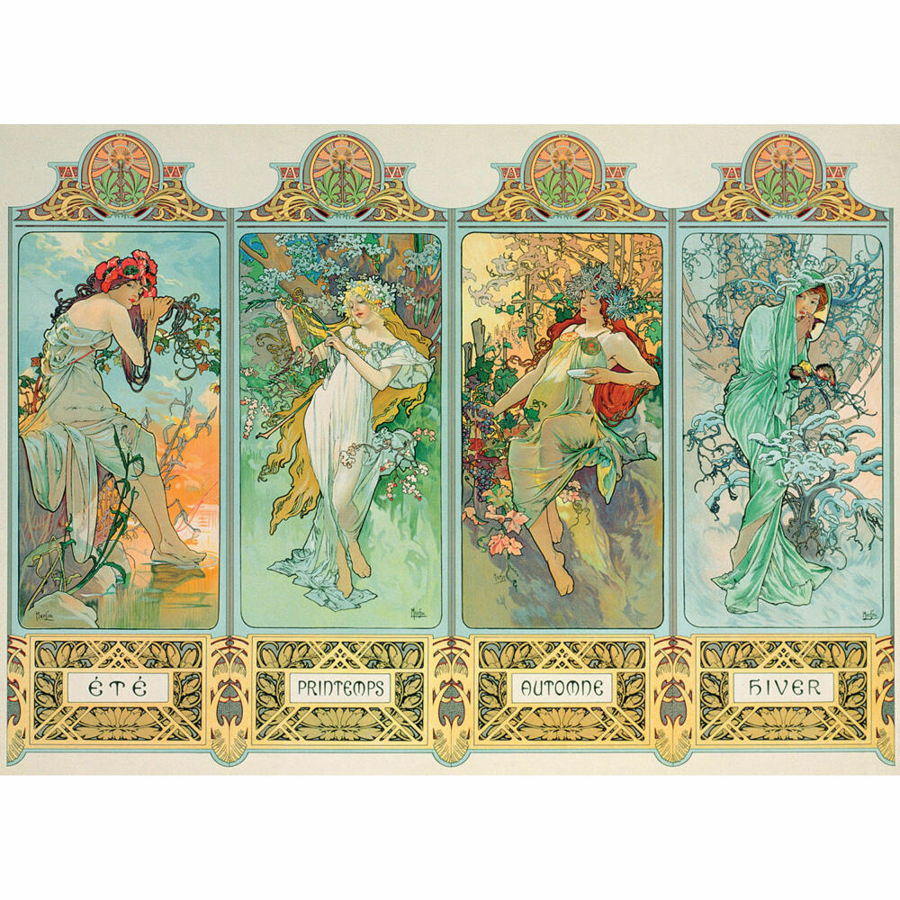 Eurographics Puzzle Die vier Jahreszeiten von Alphonse Mucha, 1000 Teile, 68 x 48 cm, 6000-0824