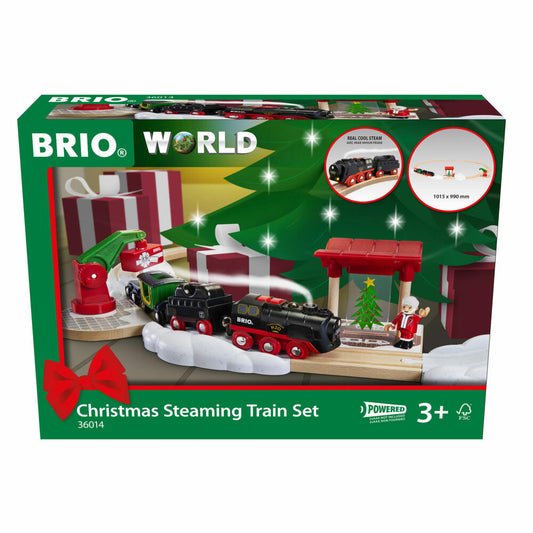 BRIO Batterie-Dampflok Weihnachts-Set, 26-tlg., Zug, Lok, Holzeisenbahn, 63601400