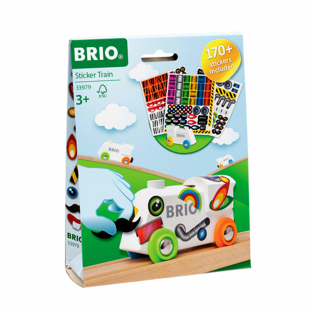 BRIO Sticker-Lokomotive, 4-tlg., Stickerlok, Lok, Eisenbahn, Zug, Spielzeug, 63397900