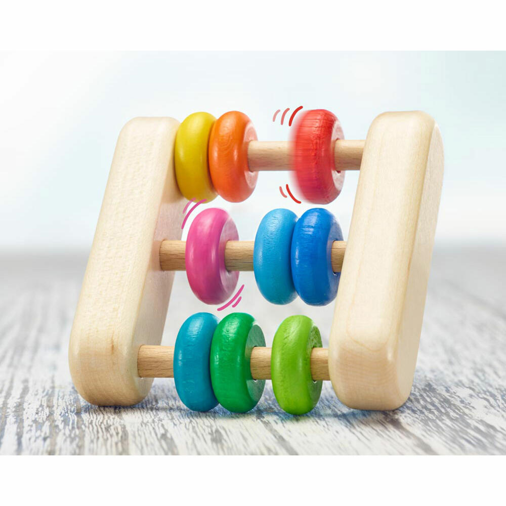 Selecta Spielzeug Abacus, Rassel, Babyspiel, Babyspielzeug, Baby Spiel, Holz, 8 cm, 61033