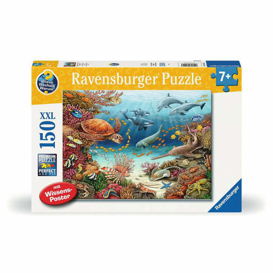 Ravensburger Wieso? Weshalb? Warum? Meerestiere am Korallenriff, 150 Teile XXL, Kinderpuzzle, Kinder Puzzle, ab 7 Jahren, 13411