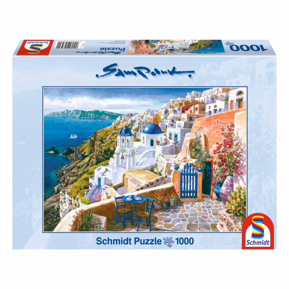 Schmidt Spiele Blick von Santorin, Puzzle, Erwachsenenpuzzle, Sam Park, 1000 Teile, 58560