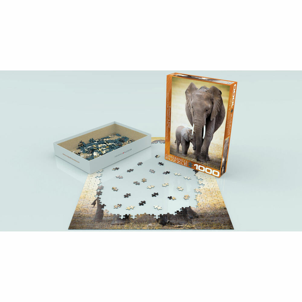 Eurographics Puzzle Elephant & Baby, Elefanten, 1000 Teile, 68 x 48 cm, 6000-0270