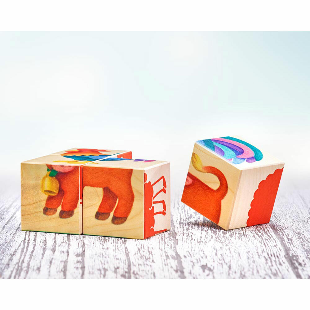Selecta Spielzeug Bilderwürfel Farm, 4-tlg., Bilder Würfel, Kleinkindspiel, Kleinkindspielzeug, Holz, 9 cm, 62052