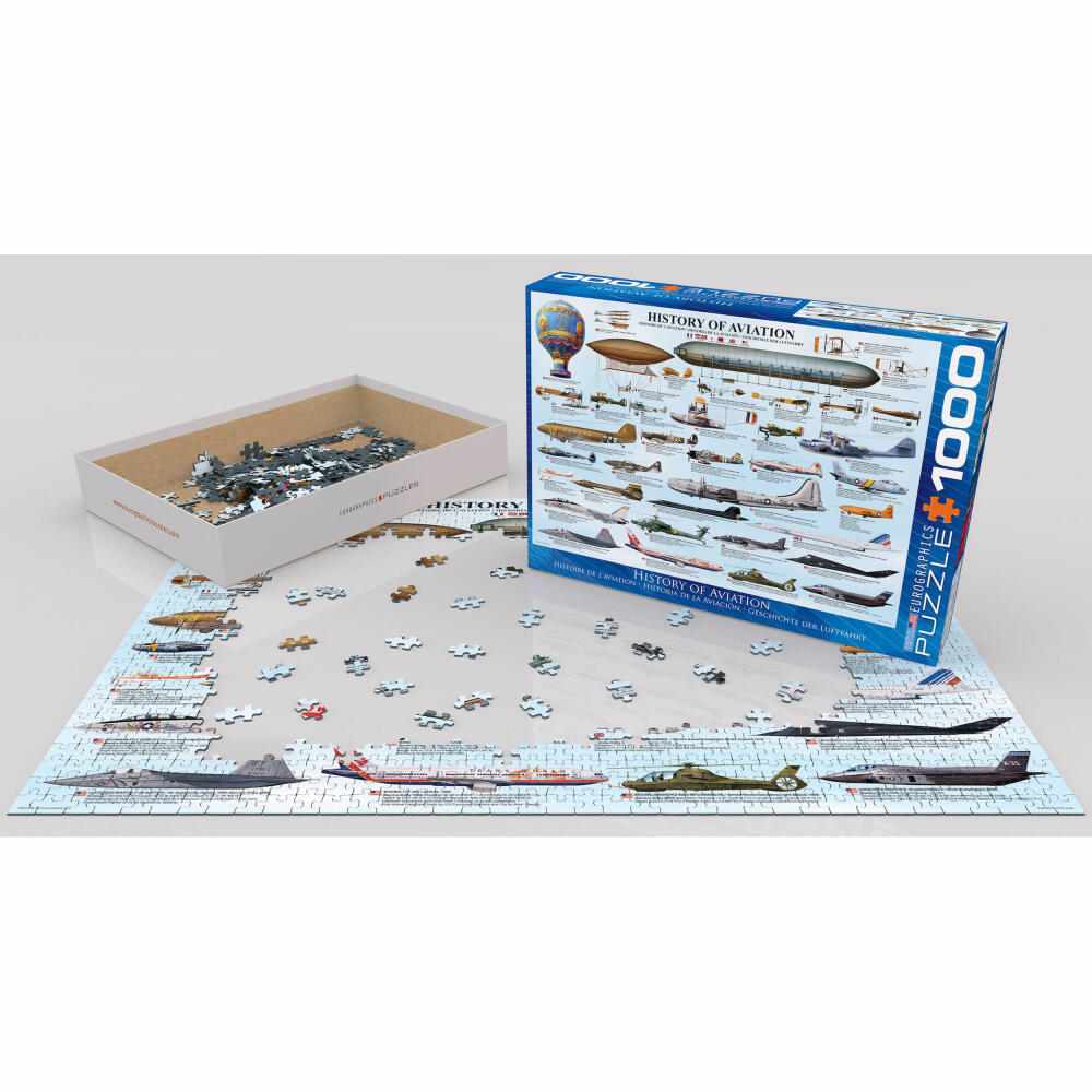 Eurographics Puzzle Geschichte der Luftfahrt, Flugzeuge, 1000 Teile, 68 x 48 cm, 6000-0086