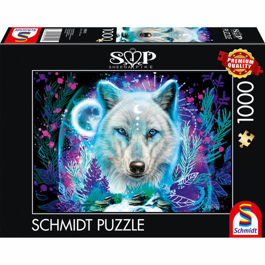 Schmidt Spiele Puzzle Neon Arktis-Wolf, Sheena Pike, Erwachsenenpuzzle, 1000 Teile, 58515