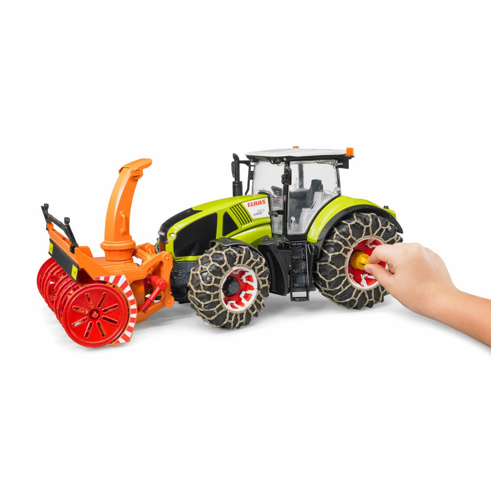 Bruder Landwirtschaft Claas Axion 950, mit Schneeketten und Schneefräse, Traktor, Modellfahrzeug, Modell Fahrzeug, Spielzeug, 03017