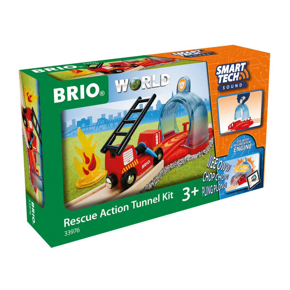 BRIO World Smart Tech Sound Feuerwehreinsatz, Holzeisenbahn, Holz Eisenbahn, Interaktives Spielzeug, Zubehör, 33976